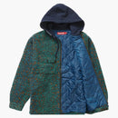Supreme Fleece Zip Up Hooded Shirt Teal Leopard