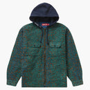 Supreme Fleece Zip Up Hooded Shirt Teal Leopard