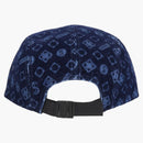 Supreme Flocked Denim Camp Cap Blue
