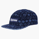 Supreme Flocked Denim Camp Cap Blue