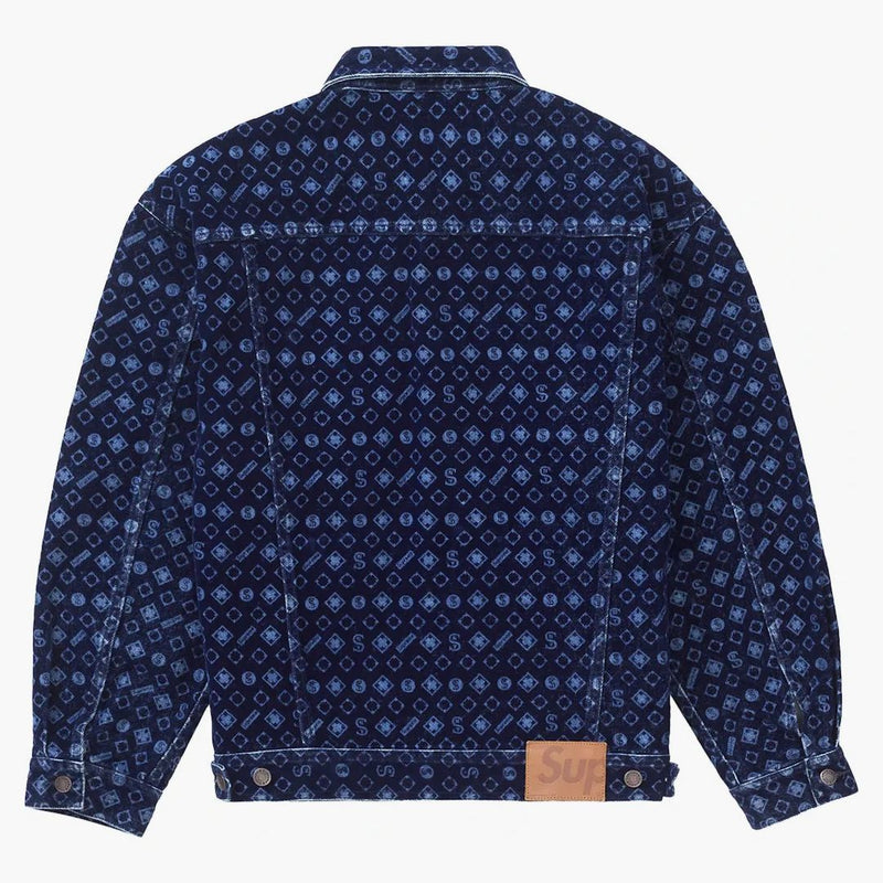 Nejvyšší flocked denim trucker bunda modrá