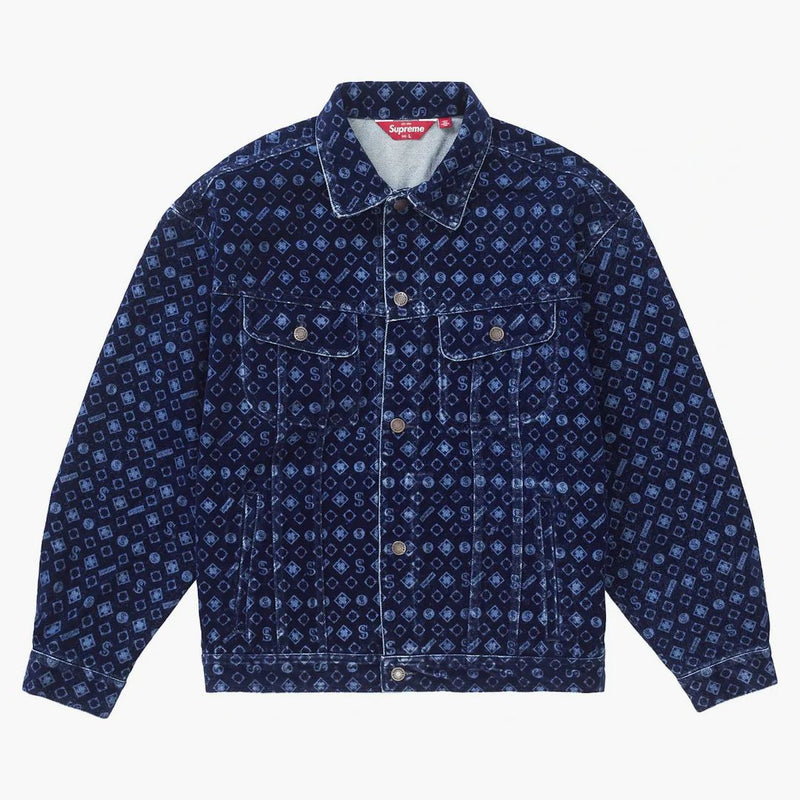 Nejvyšší flocked denim trucker bunda modrá