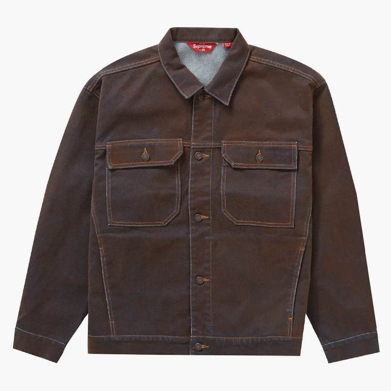 Supreme Flocked Denim Trucker Jacket Gold