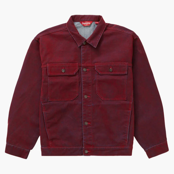 Supreme Flocked Denim Trucker Jacket Red