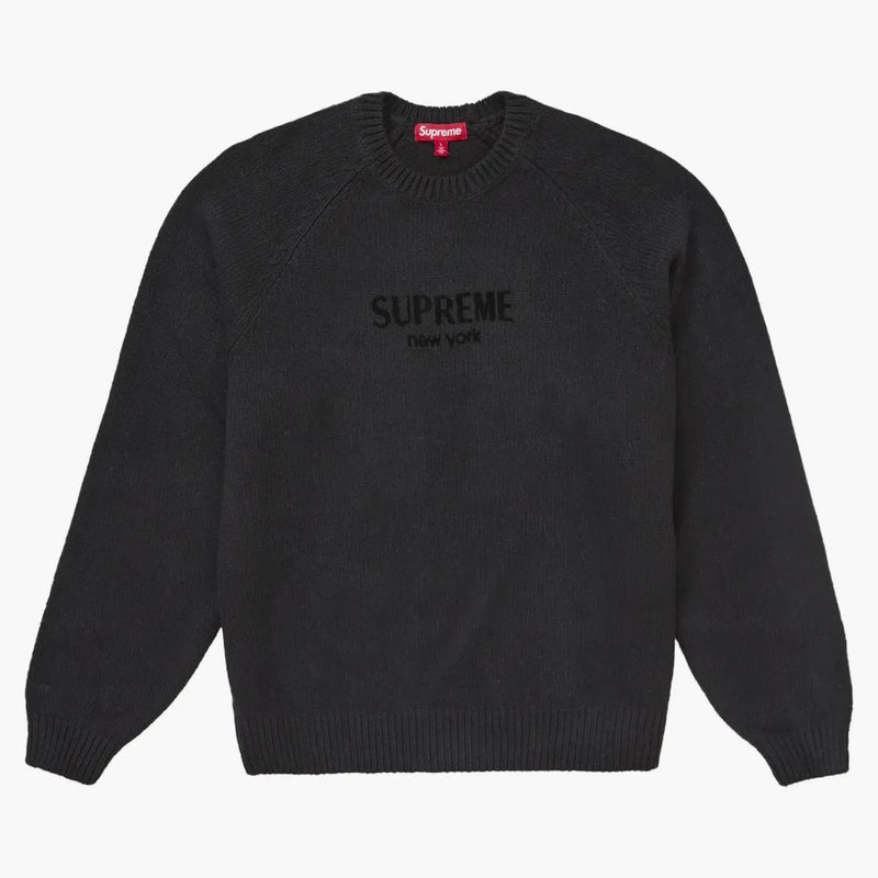 Supreme Flocked Logo Sweater Black