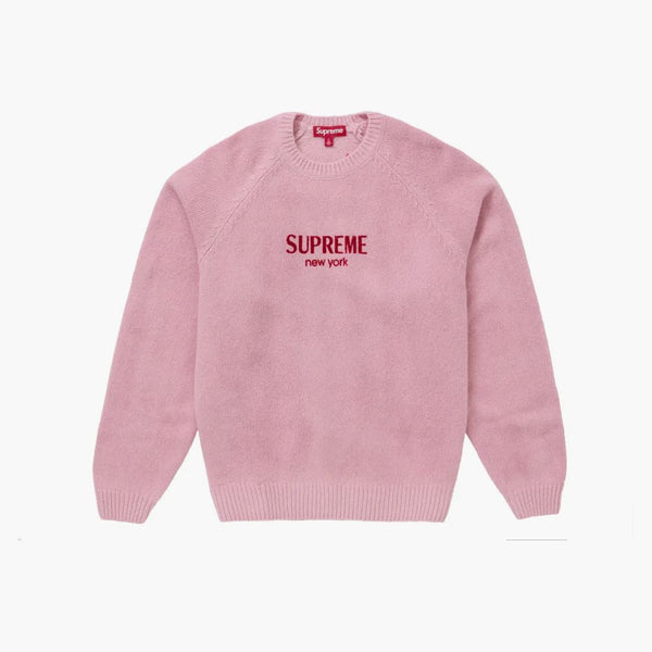 Supreme Flocked Logo tröja rosa