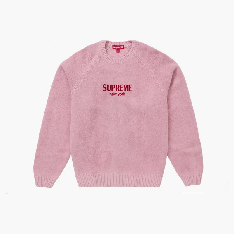 Supreme Flocked Logo tröja rosa