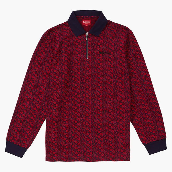 Supreme Floral Jacquard Zip L/S Polo Magenta
