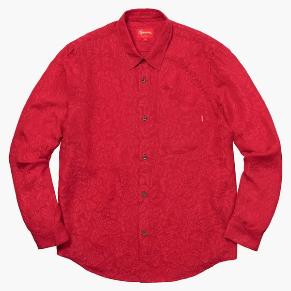 Supreme Floral Silk Jacquard Shirt Red
