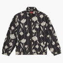 Giacca da pista di seta floreale suprema nera