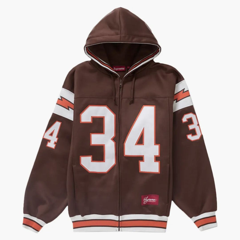 Nejvyšší fotbal Zip Up Hooled Mikina hnědá