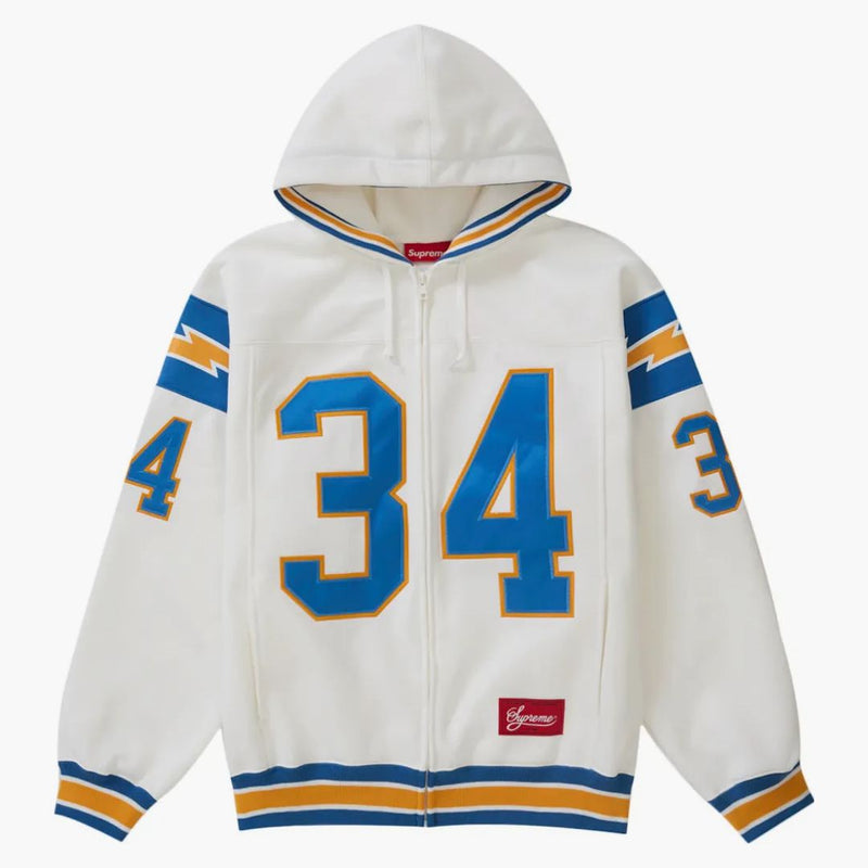 Nejvyšší fotbal na zip Up Hooled Mikina bílá