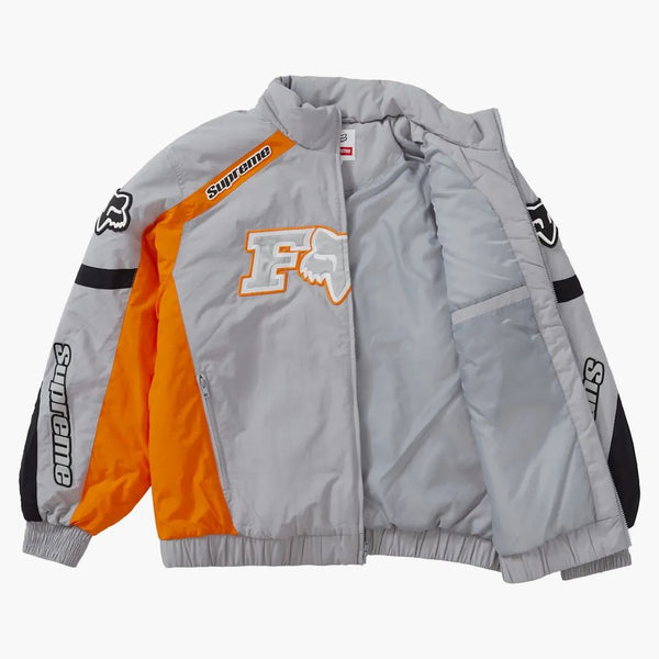 Supreme fox racing puffy jacket gray
