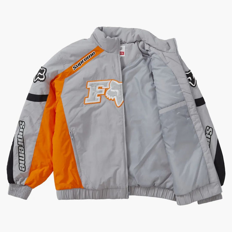 Supreme fox racing puffy jacket gray