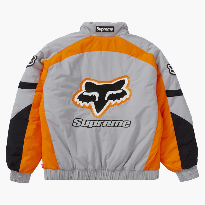 Supreme fox racing puffy jacket gray