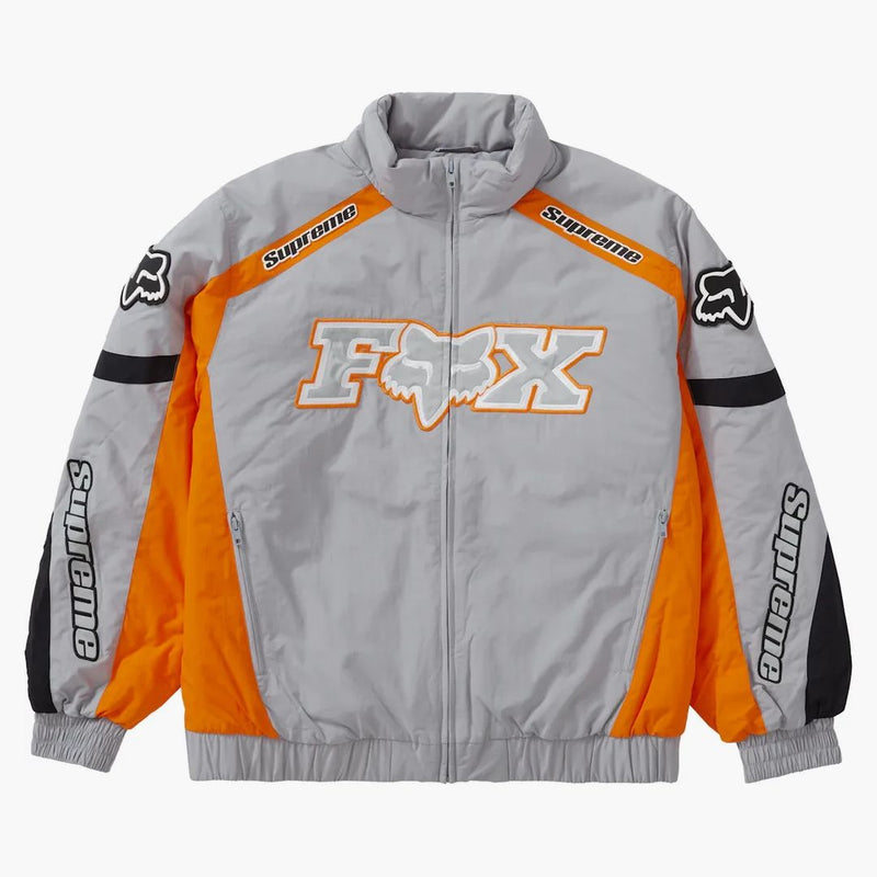 Supreme fox racing puffy jacket gray