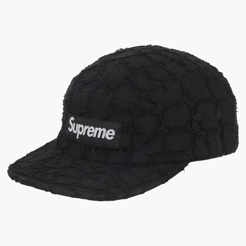 Nejvyšší roztřepený croc denim camp cap černý