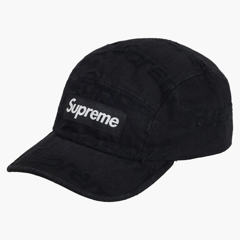 Nejvyšší roztřepený logos denim camp cap černý