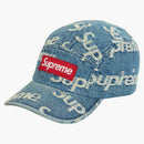 Supreme Frayed Logos Denim Camp Cap Blue