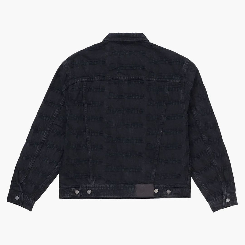 Supreme frayed logos denim trucker jacket black