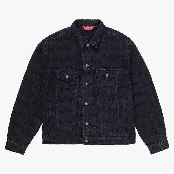 Giacca per camionista in denim loghi sfilacciati supremo