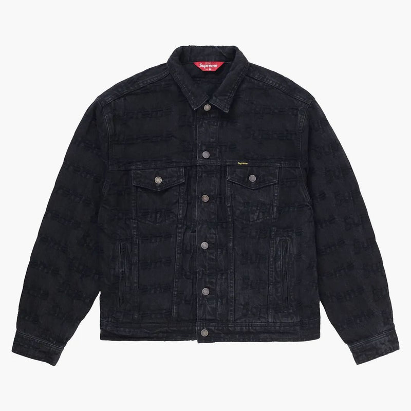 Supreme frayed logos denim trucker jacket black