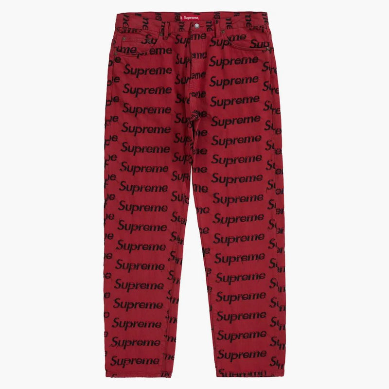 Supreme Frayed Logos Regular Jean Red