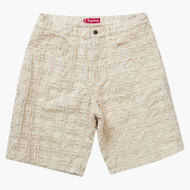 Supremo sfilacciato patchwork baggy denim corto naturale
