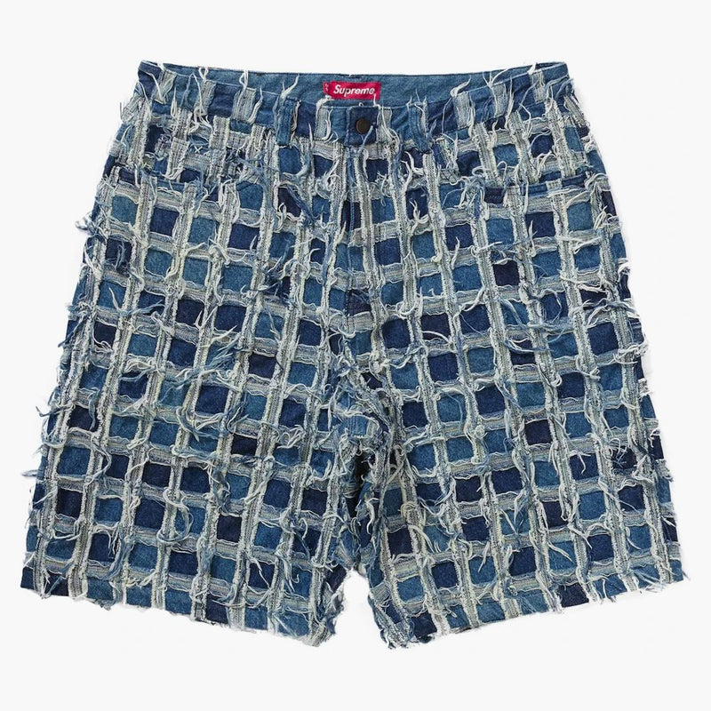 Supreme Frayed Patchwork Baggy Denim Short Washed Blue