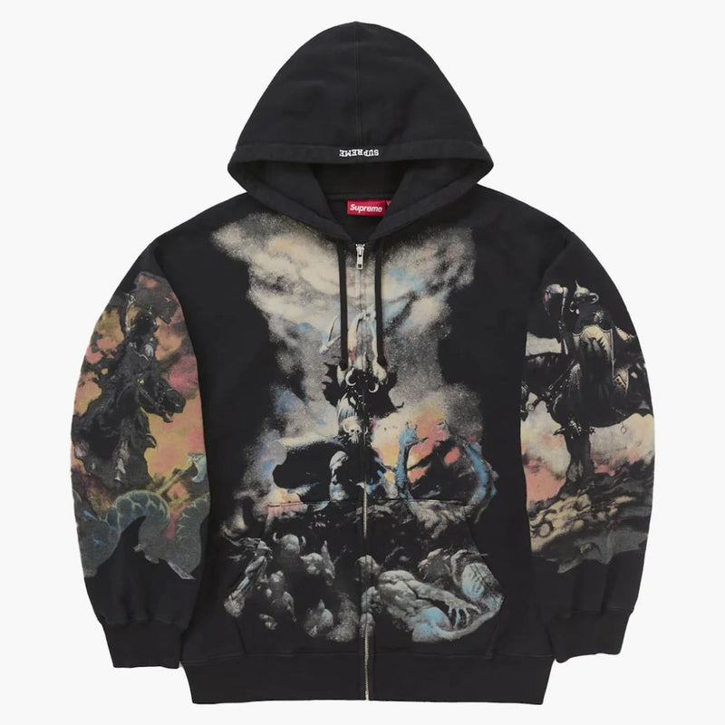 Nejvyšší Frazetta Zip Up Mikina s kapucí černá