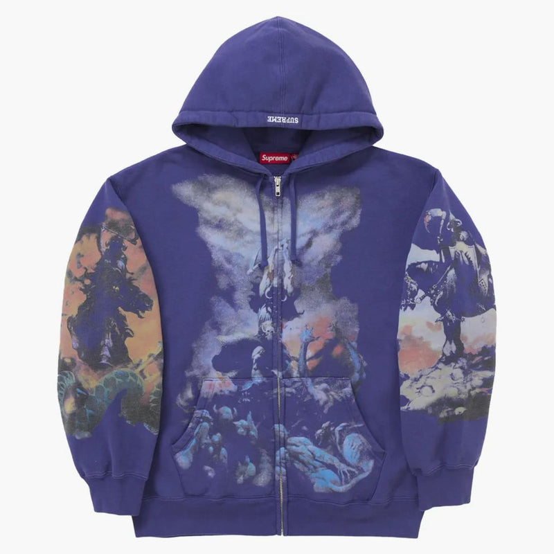 Supreme Frazetta Zip Up z kapturem bluza myjna granatowa