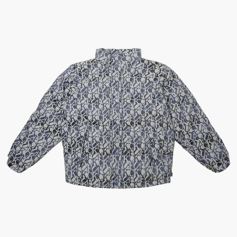 Supreme fuck jacquard puffy jacket navy