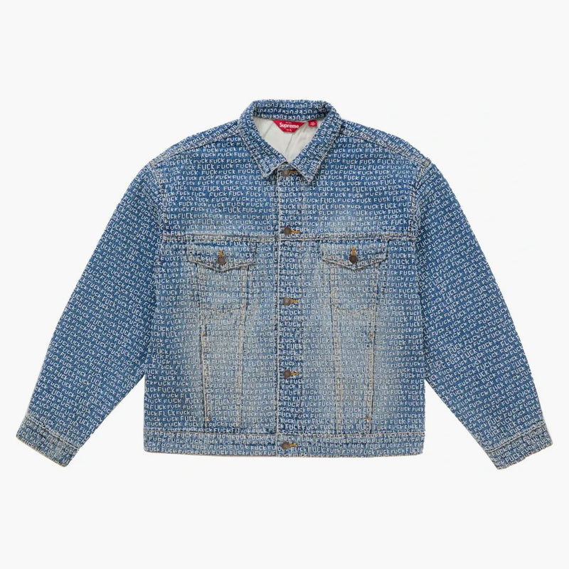 Supreme Fuck Stitch Denim Trucker Jacket Blue