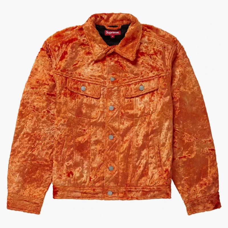 Högsta fuzzy pile trucker jacka orange