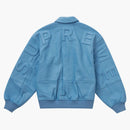 Supreme Gore-Tex Infinium Wind Stop Leather Varsity Jacket Light Blue