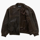 Supreme Gem Studded Leather Jacket Brown