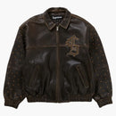 Supreme Gem Studded Leather Jacket Brown