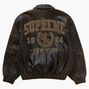 Supreme Gem Studded Leather Jacket Brown