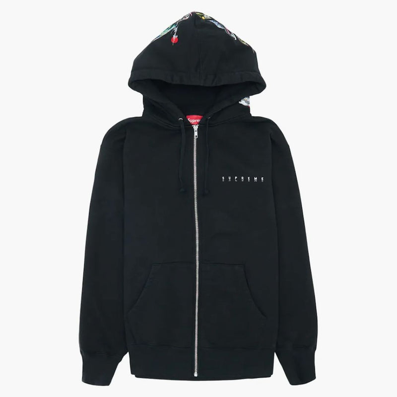 Supreme Globe Zip Up Hooded Sweatshirt svart