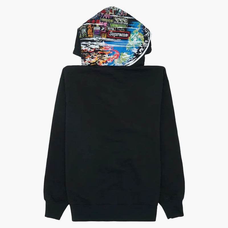 Supreme Globe Zip Up Hooded Sweatshirt svart