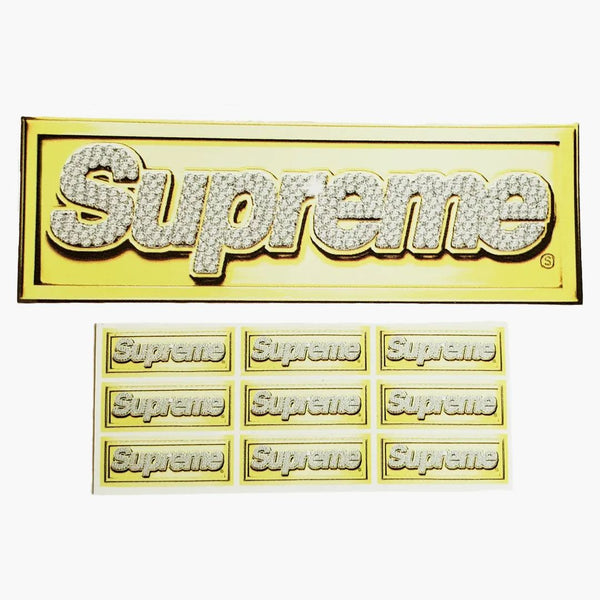 Supreme Gold Retro Bling Box Logo Sticker Set