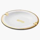 Supreme Gold Trim Ceramic Ashtray White