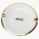 Supreme Gold Trim Ceramic Ashtray White