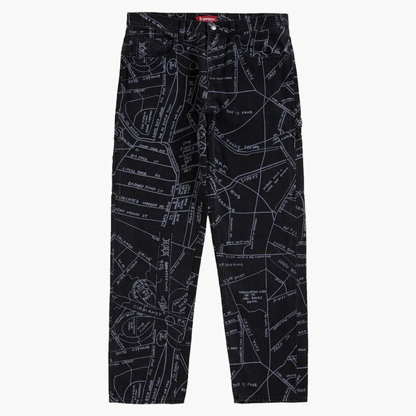 Supreme Gonz Map Denim Painter Pant Washed Black