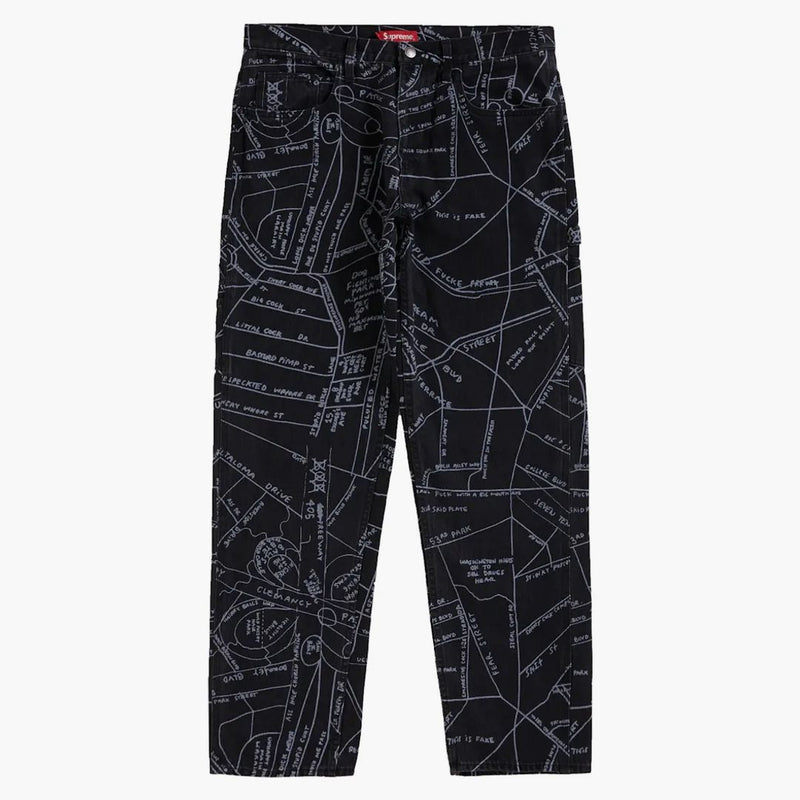 Supreme Gonz Map Denim Painter Pant Washed Black