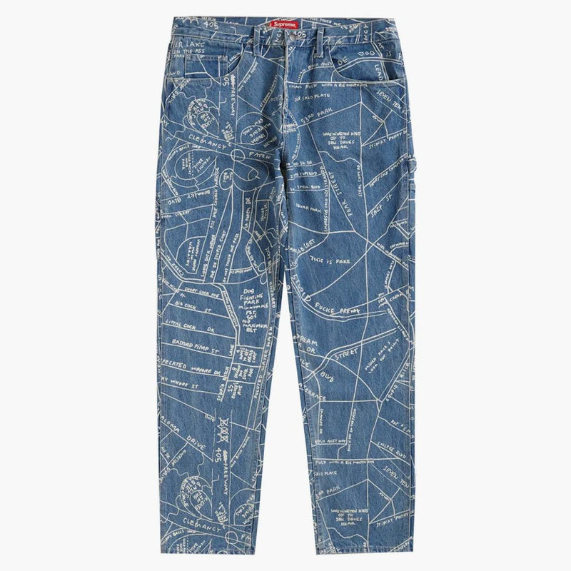 Nejvyšší gonz mapa džínovitý malíř Pant Washed Blue