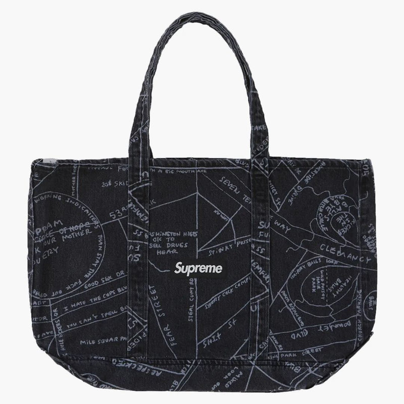 Supreme Gonz Map Denim Tote Washed Black