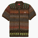 Supreme gradient grid zip up polo brown