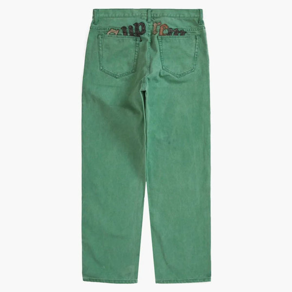 Nejvyšší velká čínská nástěnná plátno 5-kapsa Jean Washed Green