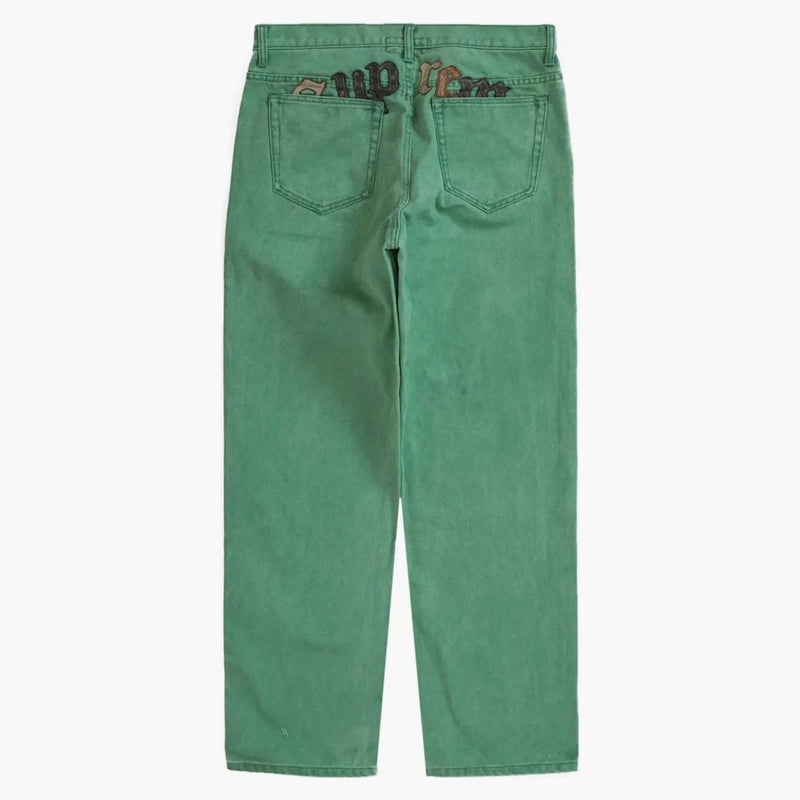 Nejvyšší velká čínská nástěnná plátno 5-kapsa Jean Washed Green